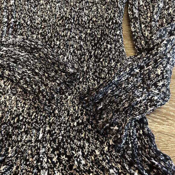 EUC LoveShackFancy Scarlett Silk Mini Dress Black White Celestial Long Sleeve XS - Picture 10 of 13